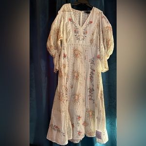 ASOS Edition Printed V Front Embroidered Midi Dress Size US 14.